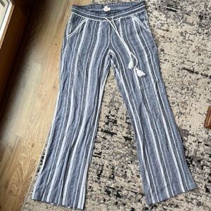 Jolt Boho Stripe Blue White Wide Leg Pants S Small
